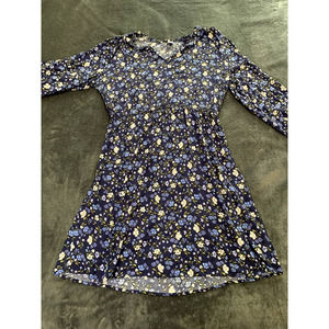 Old Navy Womens Dress Blue Floral Print Long Sleeve Size Large
